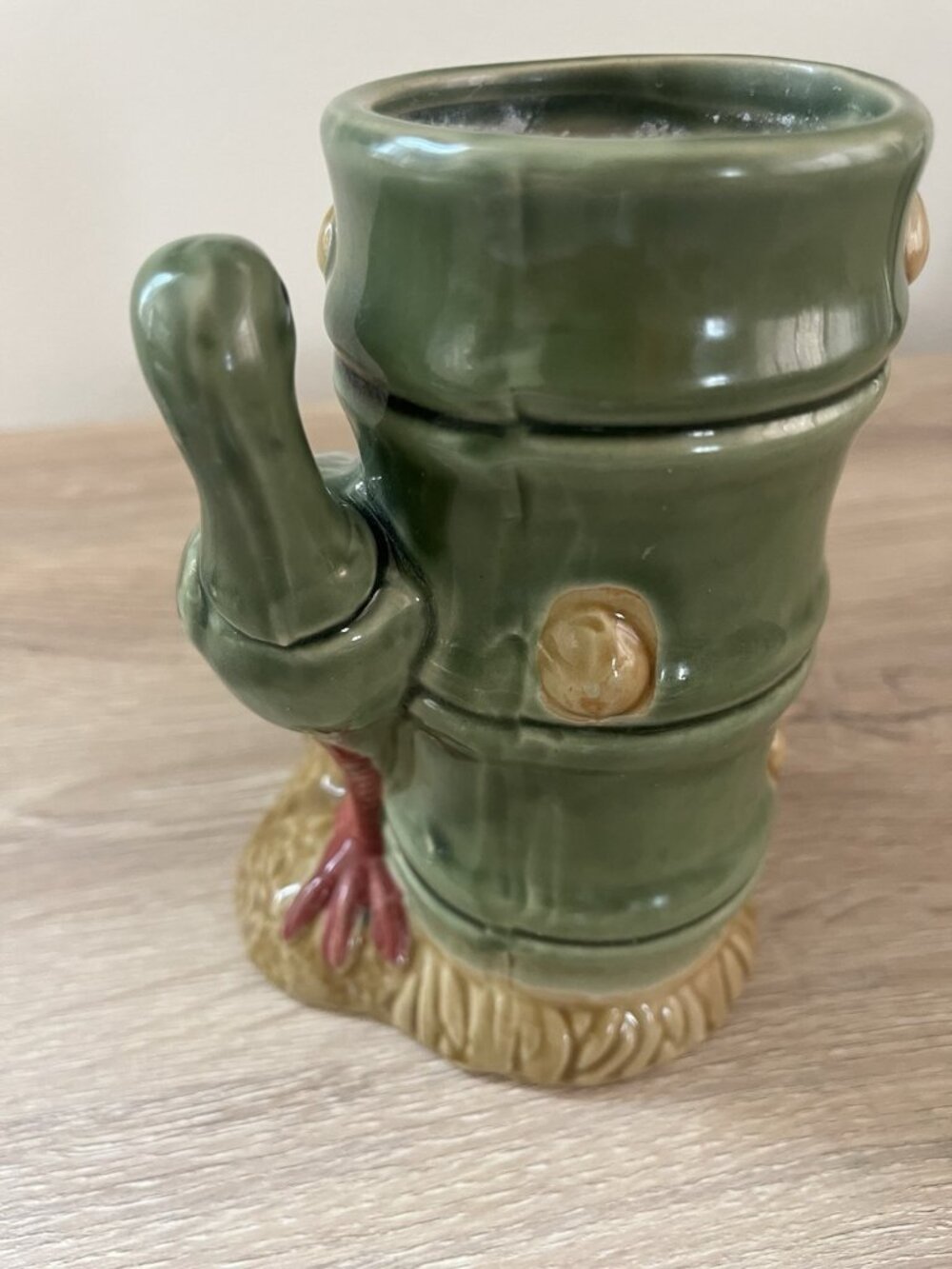 Vintage Tiki Mid Century Japanese Peacock Bamboo Planter Vase Ceramic 1950s  60s - Picture 8 of 13